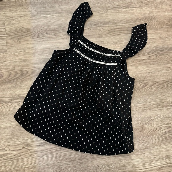 LOFT Black and White Sleeveless Polka Dot Tank Top - Picture 1 of 6